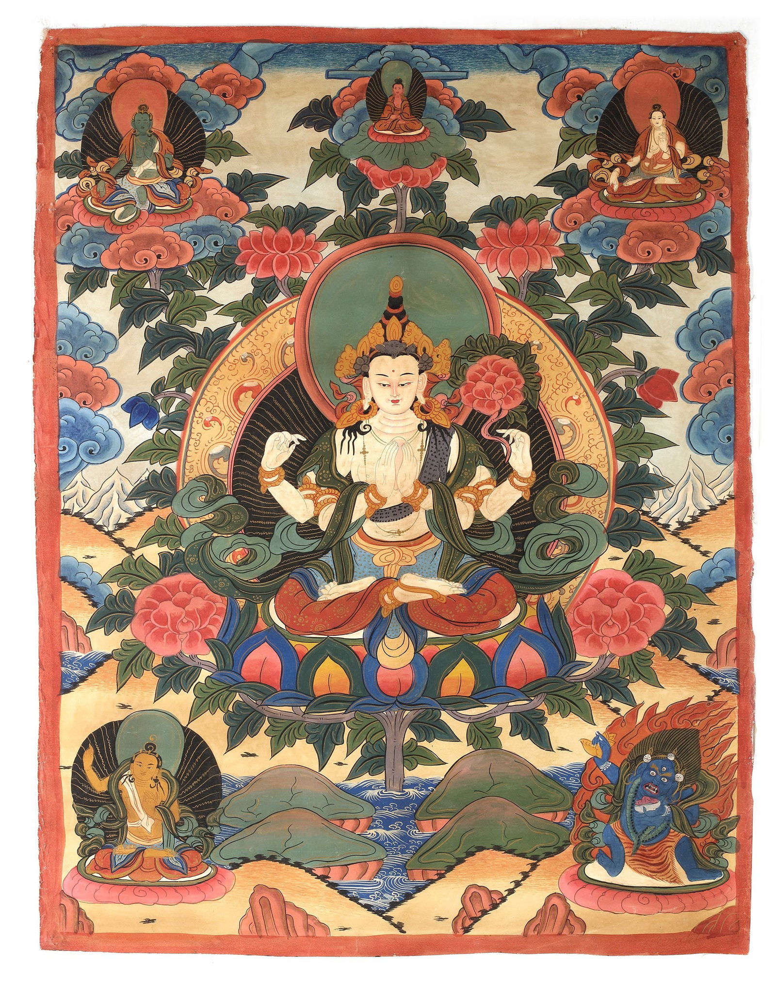 A THANGKA OF A BODHISATTVA, TIBET, 20TH CENTURY (1 of 1)