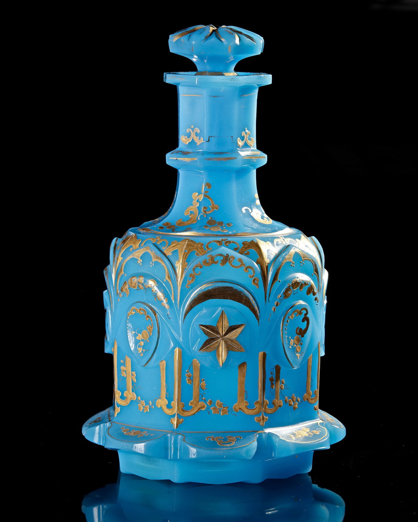 A BLUE GLASS BOHEMIAN CARAFE, MADE FOR THE OTTOMAN MARKET, LATE 18TH-EARLY 19TH CENTURY (1 of 3)