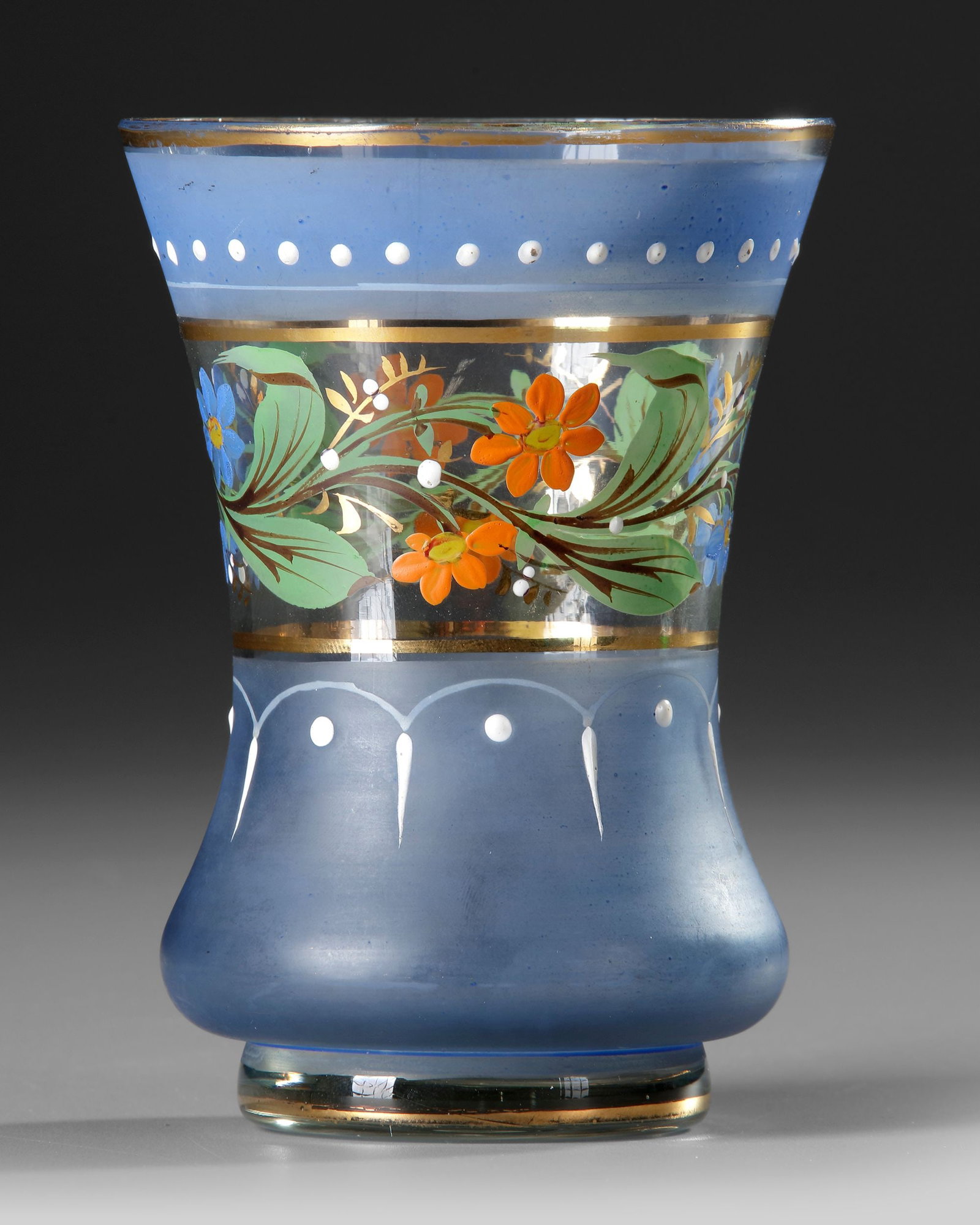 A BOHEMIAN BLUE GLASS VASE, 19TH CENTURY (1 of 3)