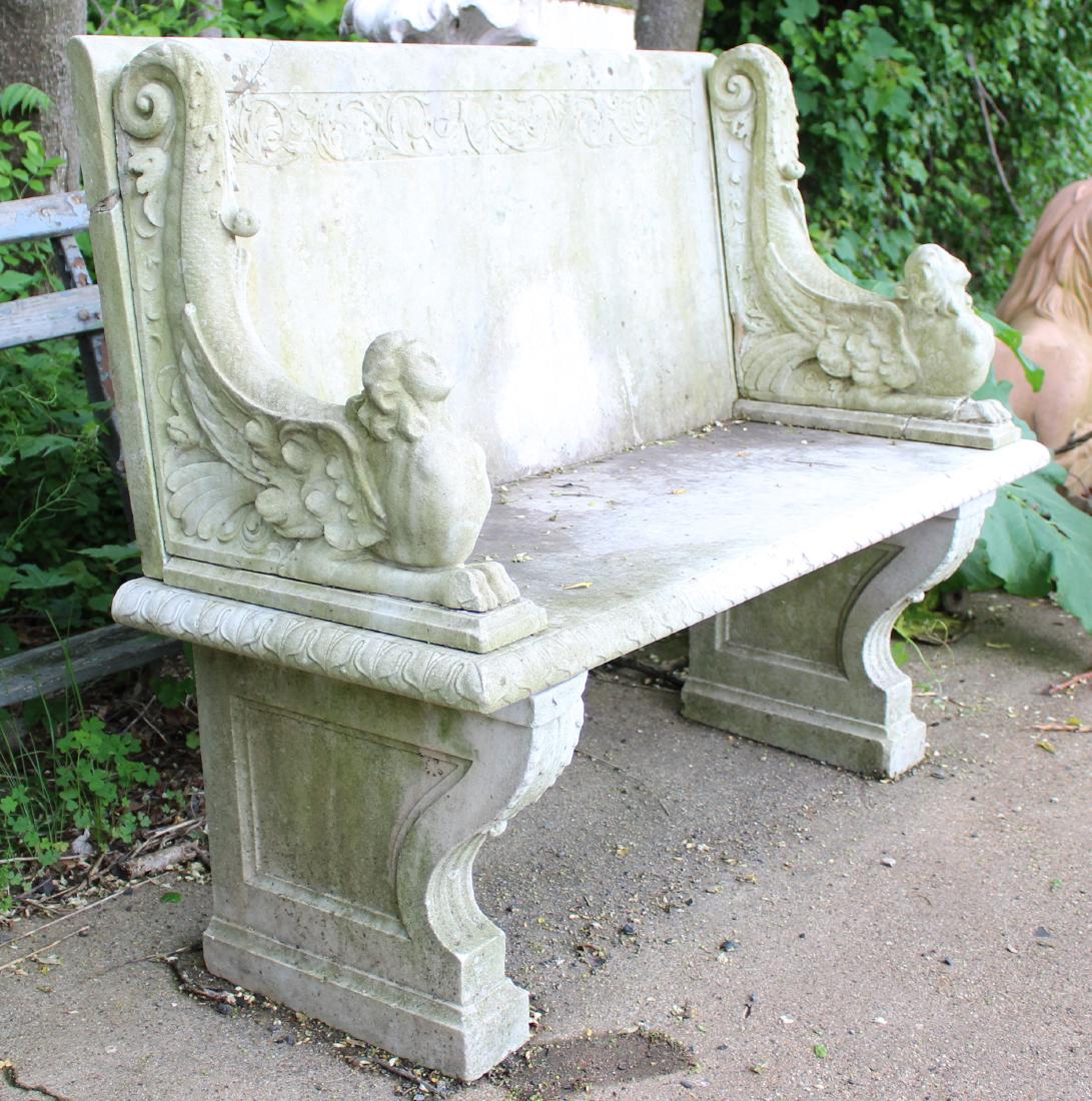 Late 19th C Carved Marble Garden Bench (1 of 4)