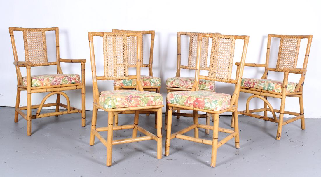 Set of 6 McGuire Bamboo Dining Chairs (1 of 3)