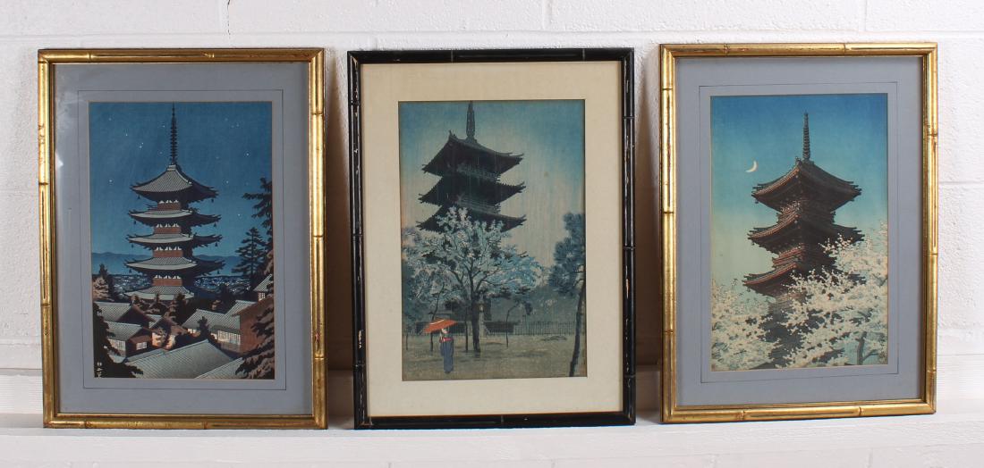 3 Modern Japanese Pagoda Theme Woodblock Prints (1 of 5)