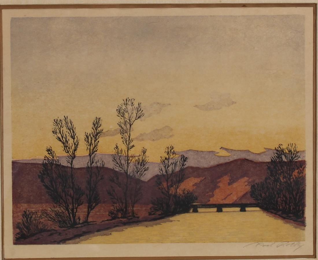 20th C Landscape Woodblock Print (1 of 4)