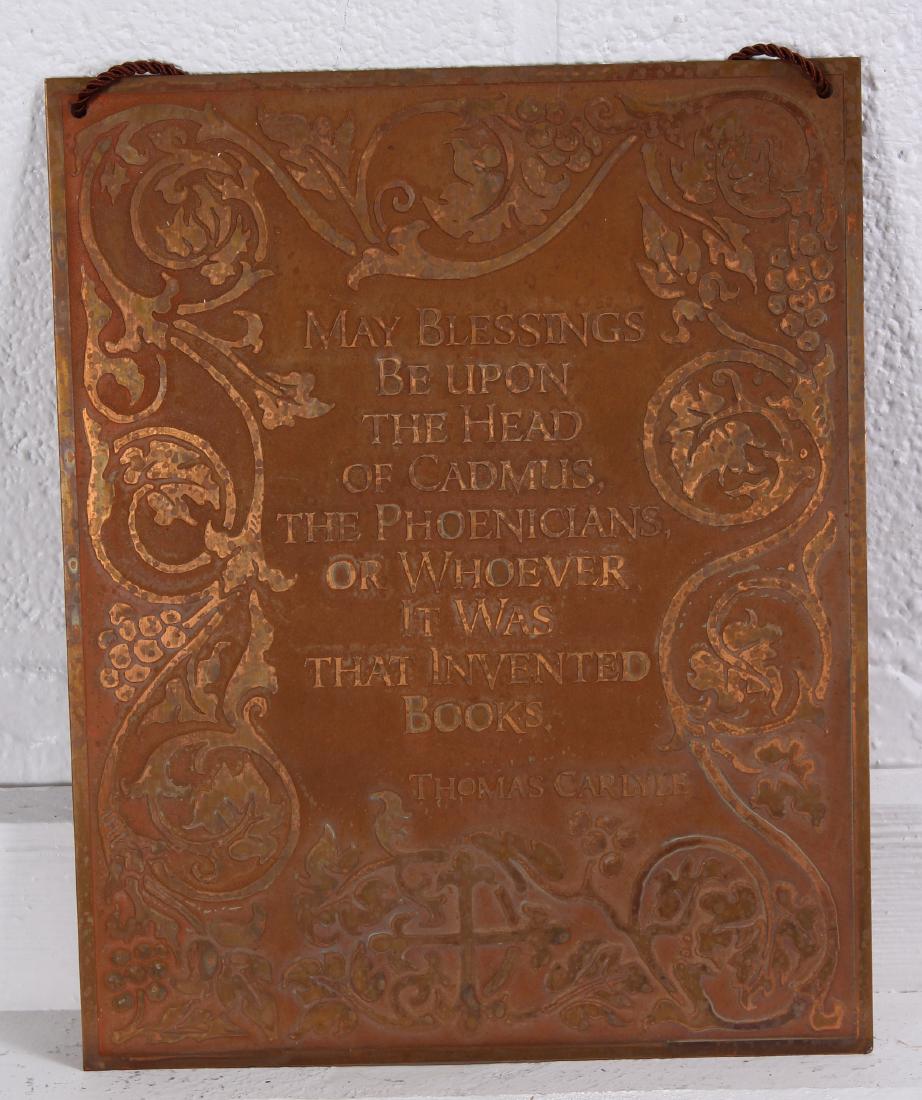 Thomas Carlyle Quote Etched on a Copper Plate.: Thomas Carlyle Quote Etched on a Copper Plate. Size: 10" x 8".