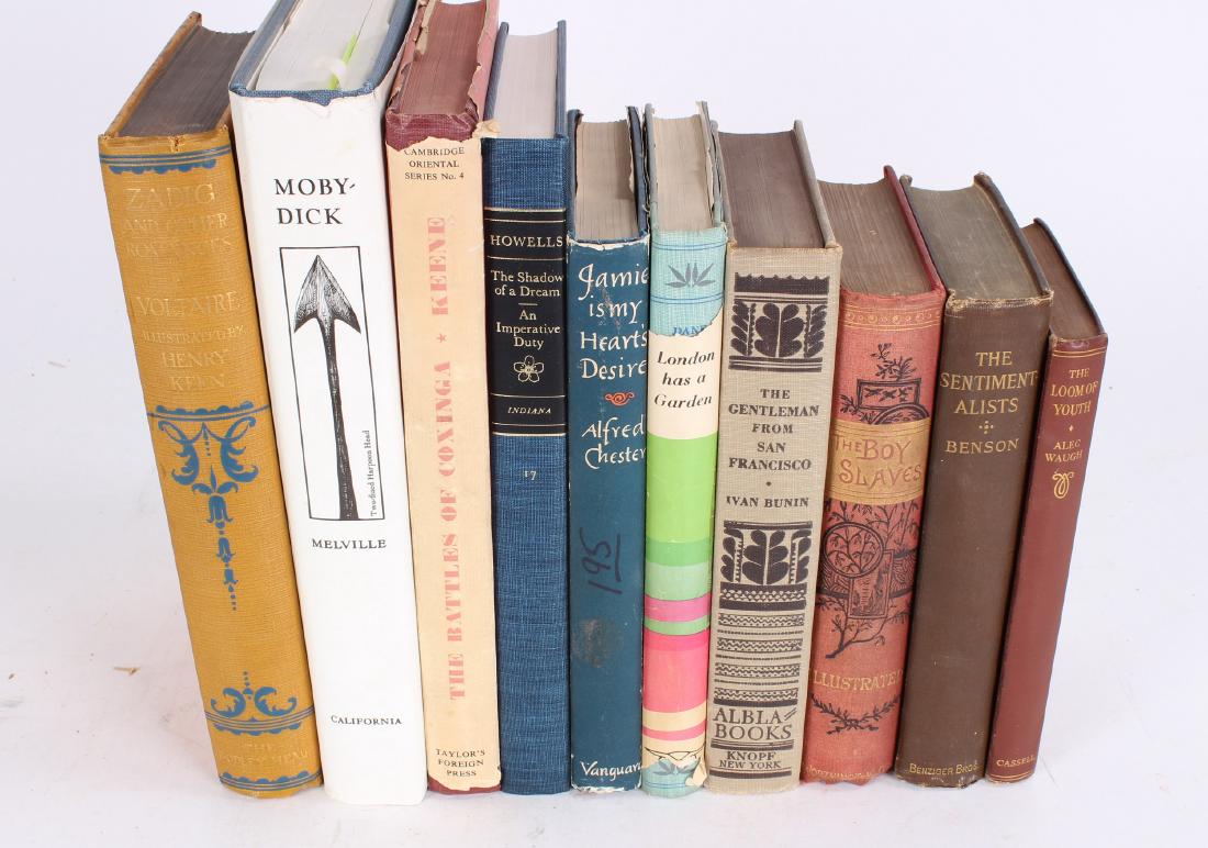10 Novels: Ten novels- diverse, all in excellent editions: Jamie is My Heart's Desire Alfred Chester, The Gentleman from San Francisco Ivan Bunin, Moby Dick with illustrations by Barry Moser & more