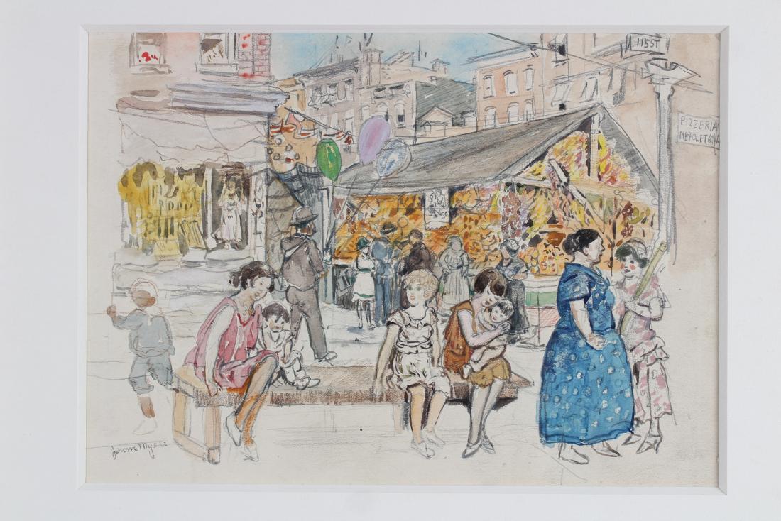 Jerome Myers (1867-1940, American) Italian Fete 115th: Jerome Myers (1867-1940, American) Italian Fete 115th Street.