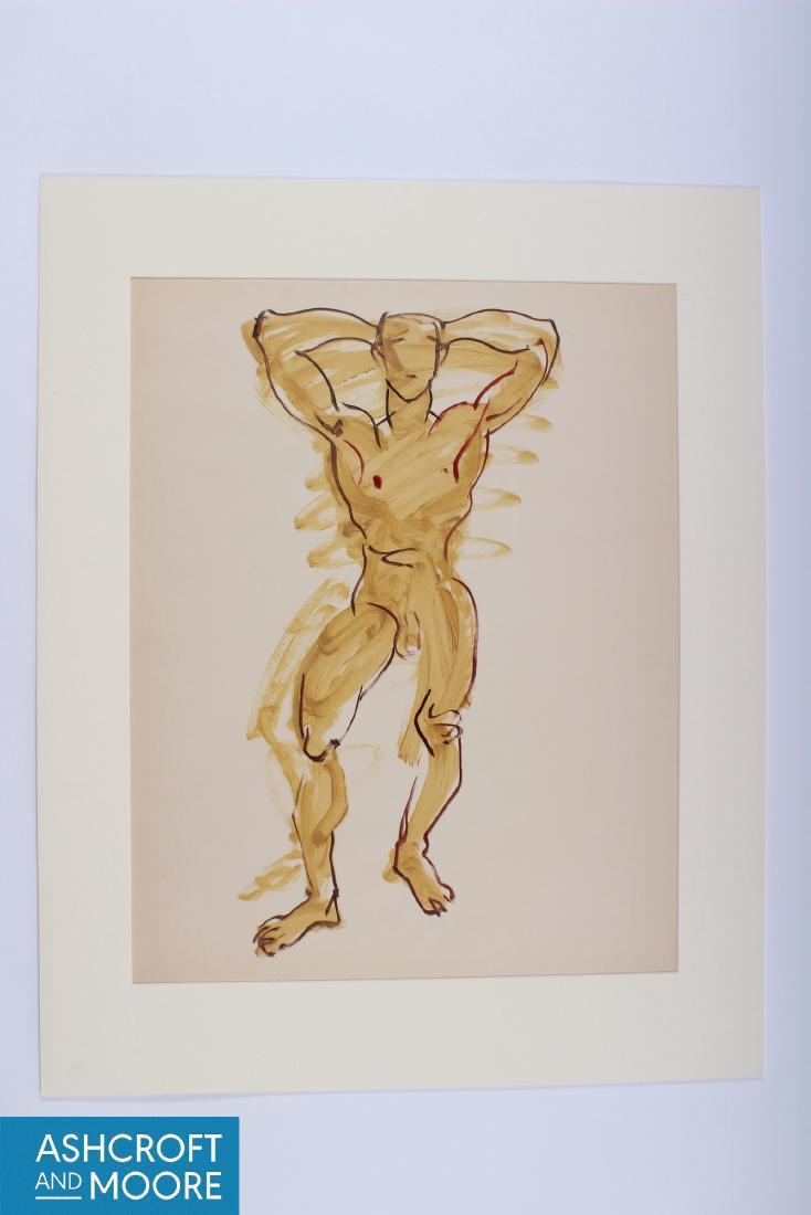 Emlen Pope Etting Jr. (Pennsylvania, 20th C) Gouache: Emlen Pope Etting Jr. (Pennsylvania, 20th C) Gouache Painting. Male nude study. Size: 24" x 19" sheet.