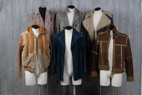 Eight Vintage Outwear Jackets including Burberry, Marc: 8 Vintage outerwear jackets including leather, shearling and corduroy of carious designers including Burberry, Marc Jacobs, Sears and Diesel, wear and soiling