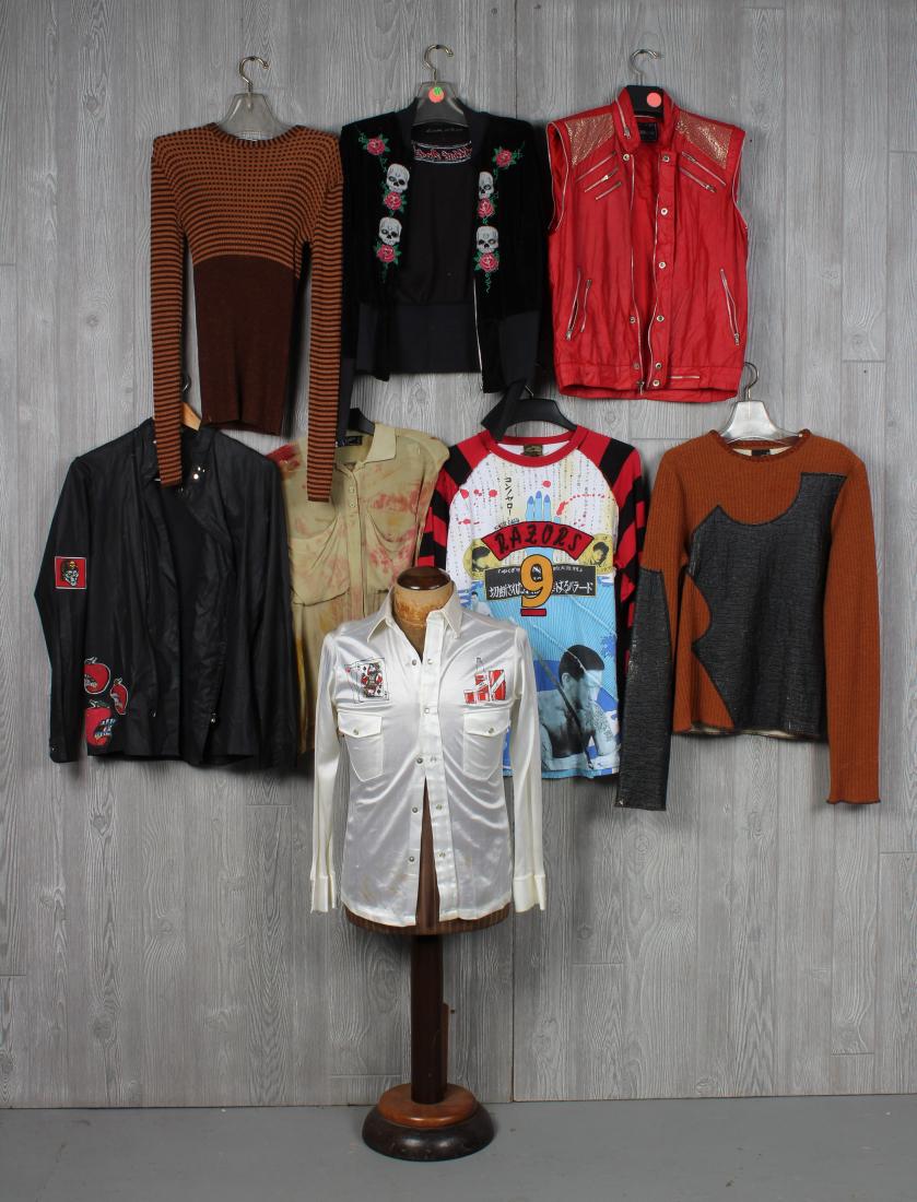 Eight Vintage Tops: 8 Vintage tops including Richard Tyler, Cavalli, Claude Montana, Buddahist Punk and network, various sizes and age, wear, soiling and fabric separation