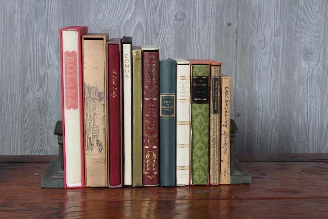 Goup of Illustrated Slipcase Books: Illustrated Slipcased: The Peloponnesian War, Folio Society, 1994; Iogg and All That, Sellar and Yeatman, Folio Society; Jonathan Wild, Henry Fielding, The Folio Society; A Pedestrian Journey, John Co