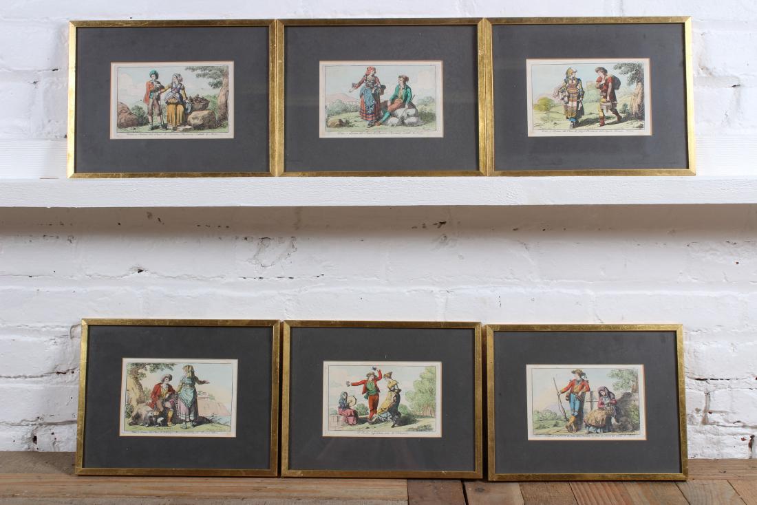 6 Bartolomeo Pinelli Italian Costume Lithographs: 6 Bartolomeo Pinelli Italian Costume Lithographs