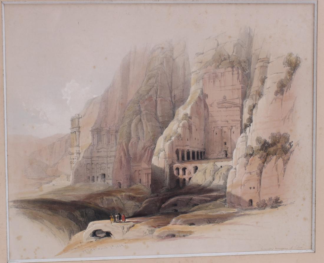 Edward Lear Petra 1839 Hand Colored Lithograph: Edward Lear Petra 1839 Hand Colored Lithograph. Size: 17" x 19" frame, 11" x 13.5" sight.