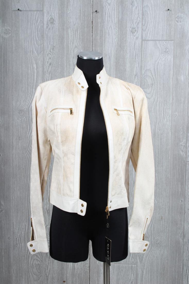 Gucci Labeled Leather and Canvas Jacket (1 of 4)