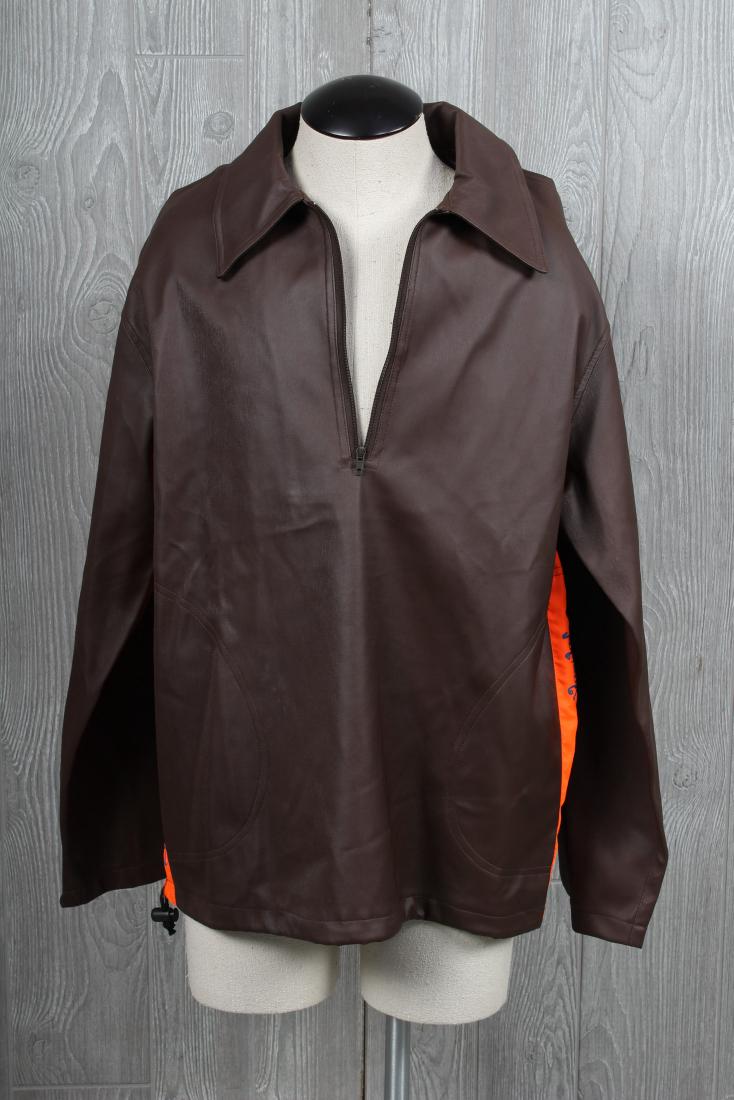 Amaya Arzuaga Labeled Pullover: Amaya Arzuaga labeled vintage zip front pullover with fluorescent side panels.