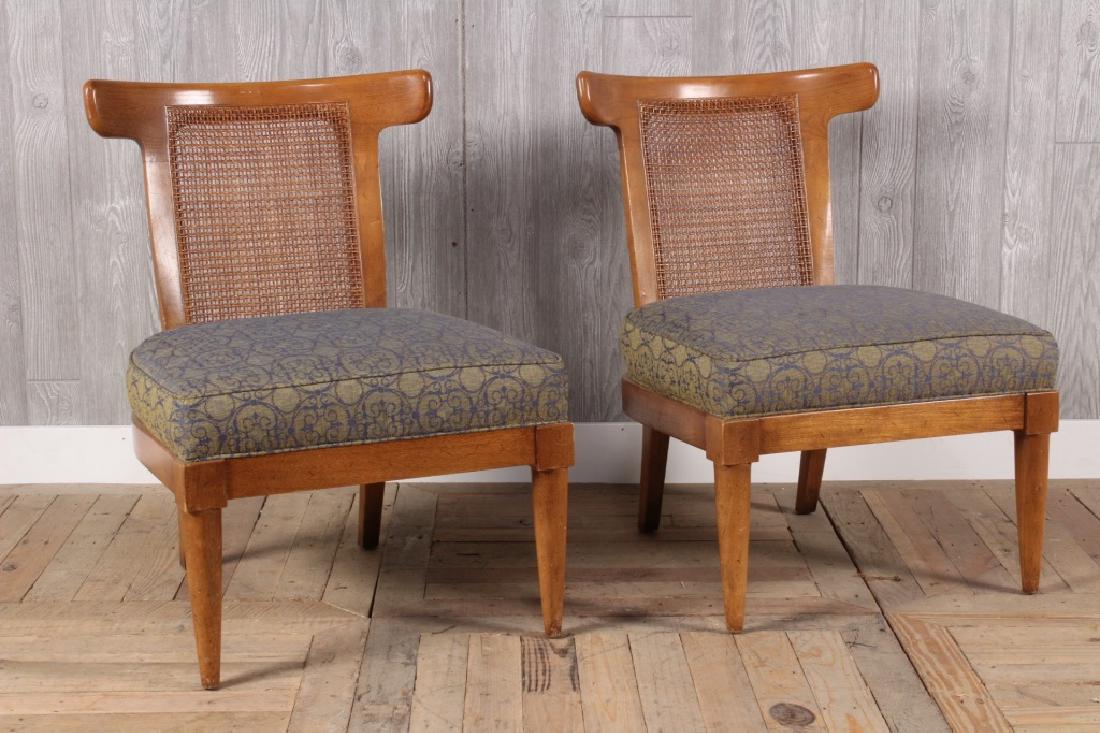 Pair Mid Century Modern Klismo Chairs: Pair Mid Century Modern Klismo Chairs. labeled American of Martinsville. With caned yoke back splat. Size: 30" H x 22" W x 22" D