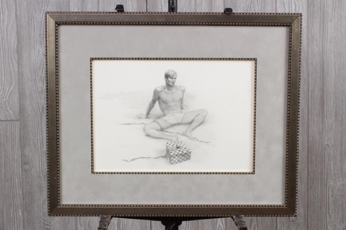 John B Lear (20th C, Pennsylvania) Pencil Drawing: John B Lear (20th C, Pennsylvania) Figural Male Pencil Drawing. Framed under glass. Size: 9.5" x 13.5" Sight, 17.375" x 21.375" Frame