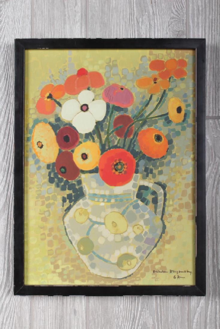 Bohdan Borzemsky (Ukrainian/American) Painting: Bohdan Borzemsky (Ukrainian/American) Painting. Dated 1967. Size: Framed: 16" H x 12" W x 1.5" D; Sight: 14.5" H x 10.5" W