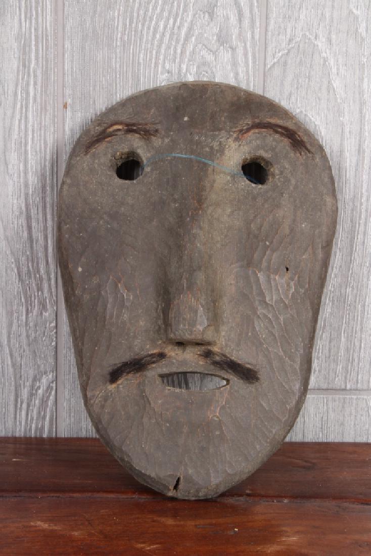 Antique Hidalgo Mexican Festival Mask: Antique Hidalgo Mexican Festival Mask. Carved wood, hair. Size: