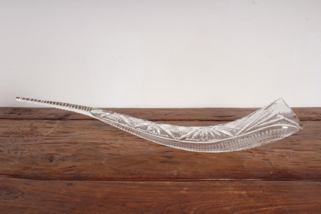 Cut Glass Presentation Horn of Plenty: Cut Glass Presentation Horn of Plenty. Size: 5" H x 24.5" W x 3" D