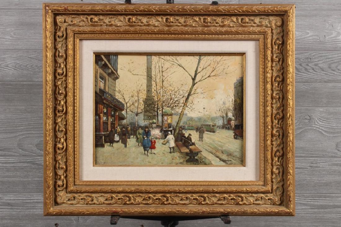 Johnny Gaston (b. 1955) Parisian Street Scene: Johnny Gaston (b. 1955) Parisian Street Scene. Size: Frame: 22.5" H x 26.5" W x 2" D; Sight: 11.5" H x 15.5" W