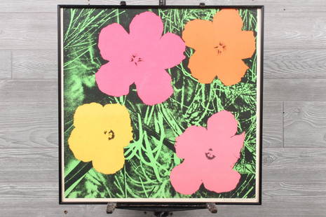 After Andy Warhol Flowers 1964: After Andy Warhol Flowers 1964. Size: 23" x 23.5"x 1" Framed, 22.5" x 23" Sight