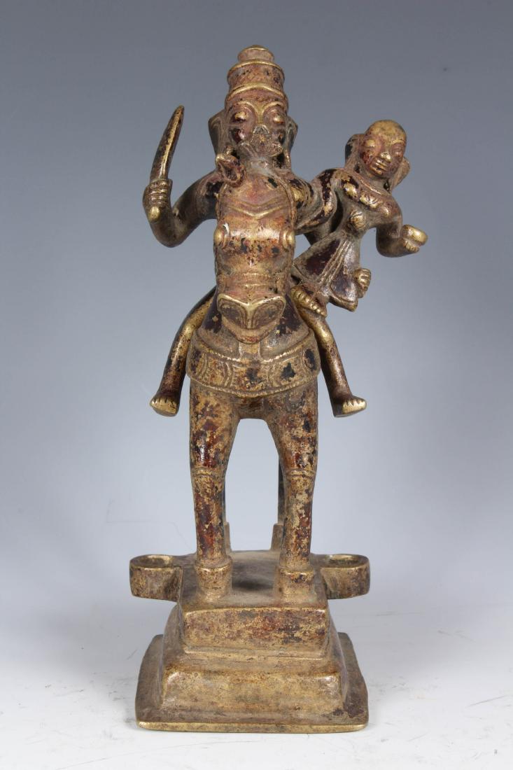 Antique Bronze Indian Horse with God Aiyanar (1 of 6)