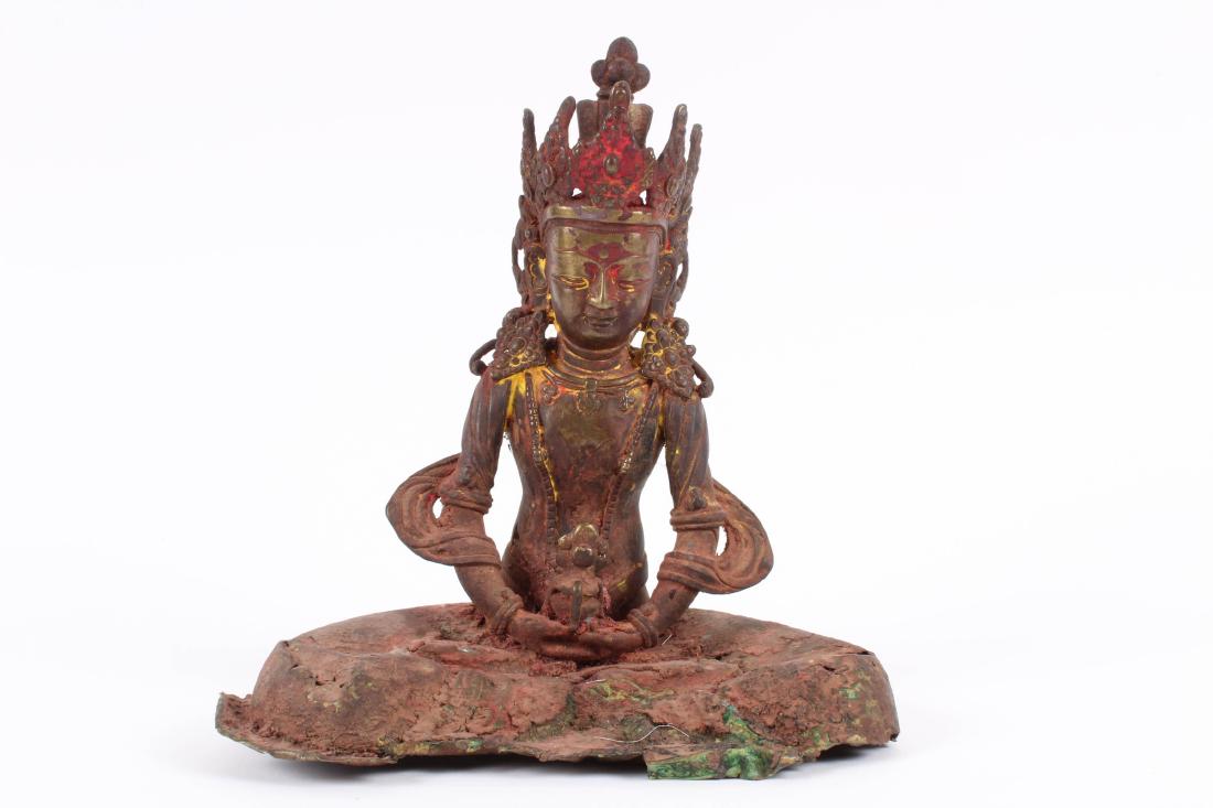 Rare Antique Bronze RepoussÃ© Nepal Statue (1 of 5)