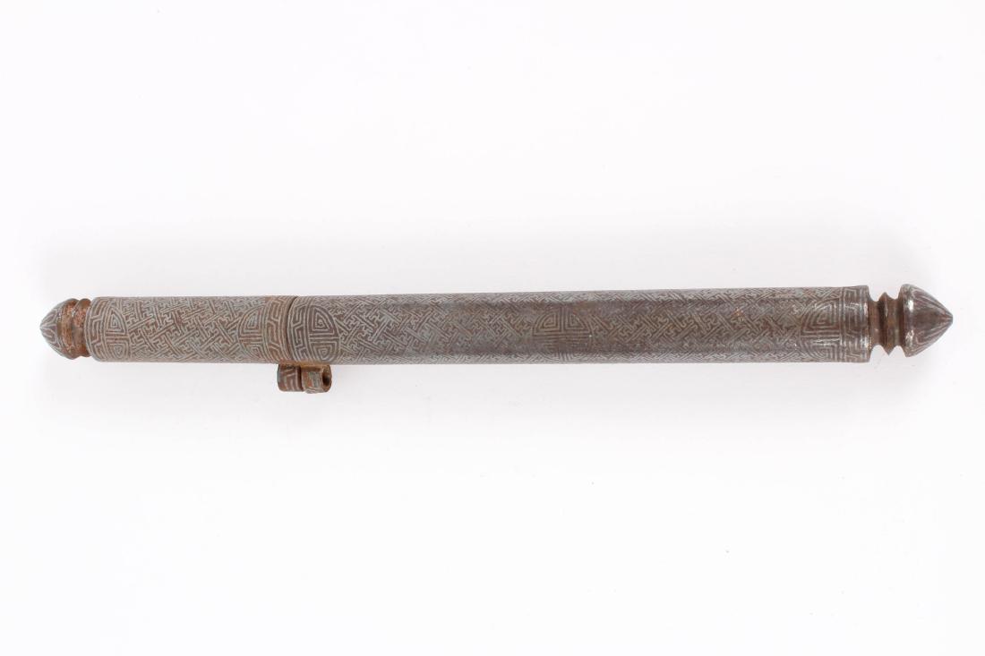 Tibetan Niello Silver Pen Holder (1 of 4)