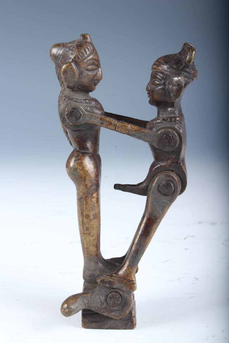 Antique Bronze Nepalese Erotic Kinetic Statue: Antique Bronze Nepalese Erotic Kinetic Statue Size: 5" x 2.5" x 1.5"