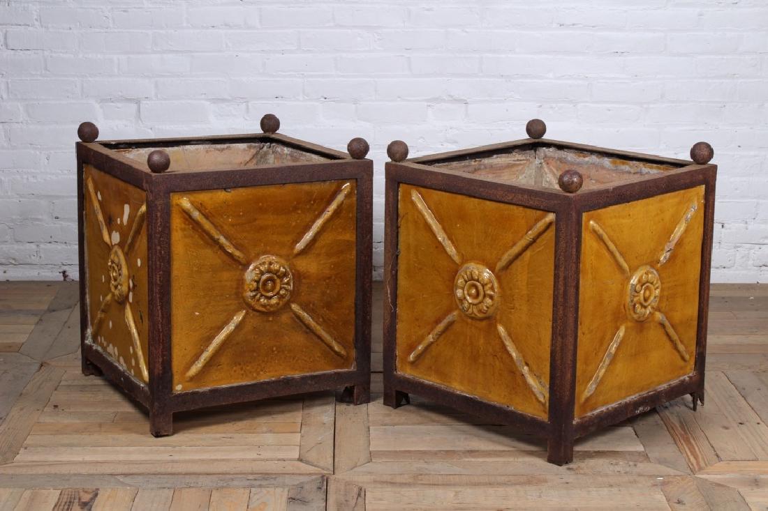 Pair of French Glazed Earthenware Garden Planters (1 of 5)