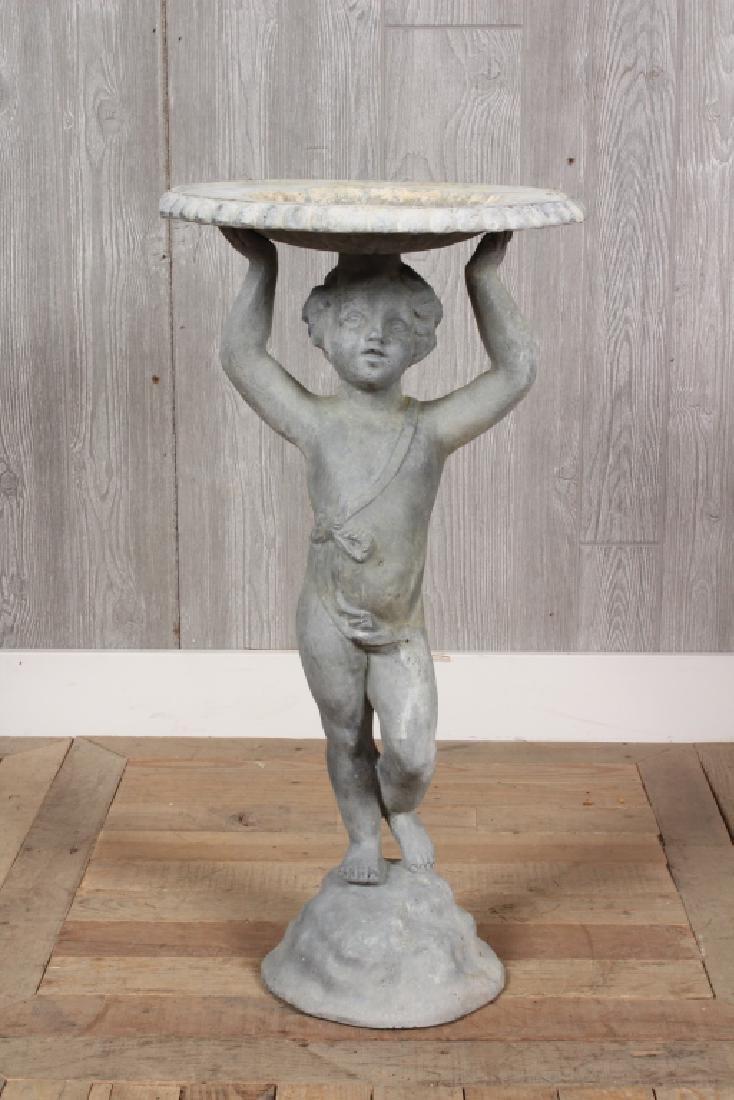 Lead Putto Bird Bath (1 of 5)