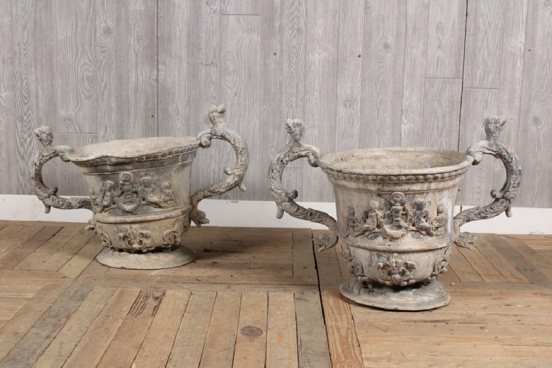 Pair Twin Handled Lead Urns (1 of 6)