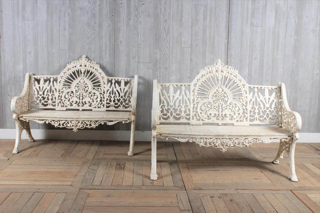 Pair Crested Cast Iron Benches (1 of 4)