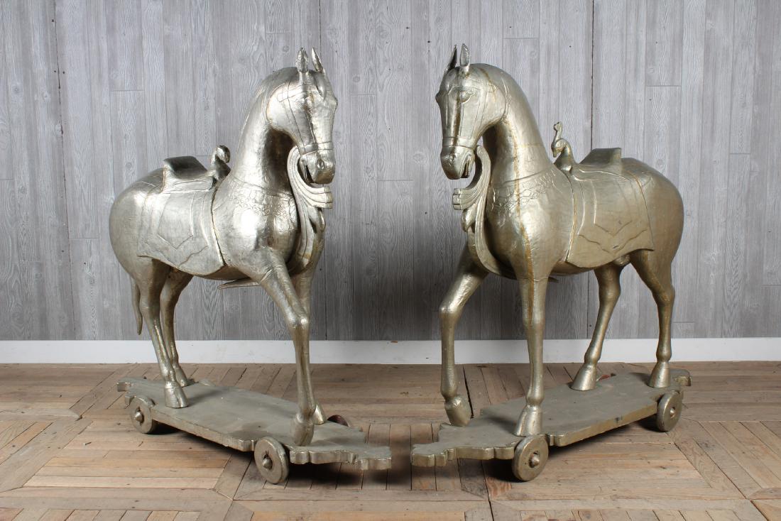 Pair Indian Metal Clad Horses (1 of 6)