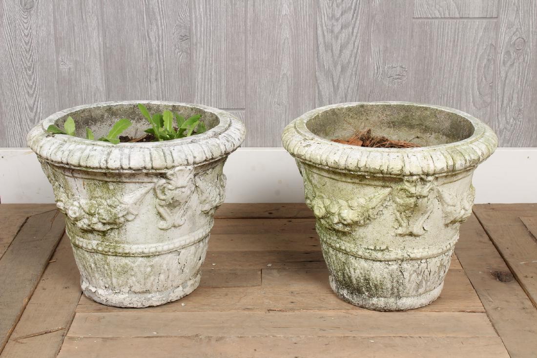 Pair Vintage Concrete Planters (1 of 3)