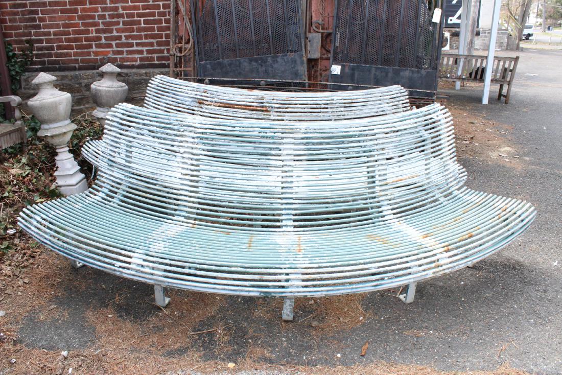 Pair Semi Curved Steel Rod Benches (1 of 4)