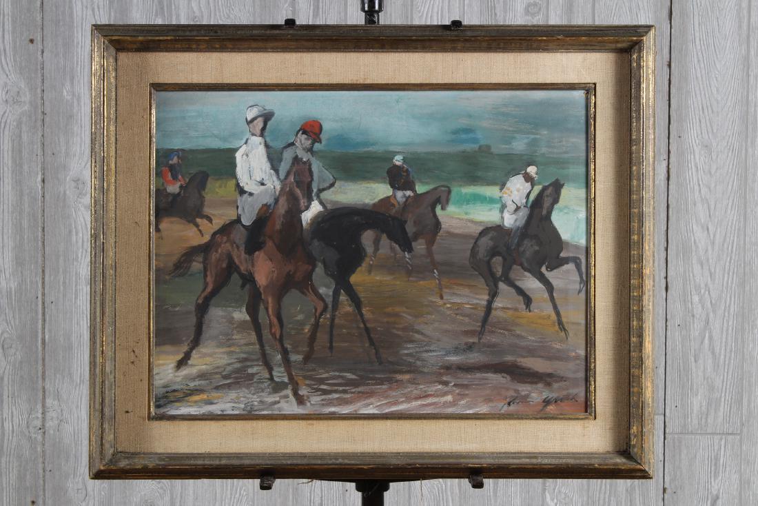 John Groth (American, 20th C) Jockey Painting: John Groth (American, 20th C) Jockey Painting. Oil on canvas. Size: 25" x 31" Framed, 18" x 24" Sight
