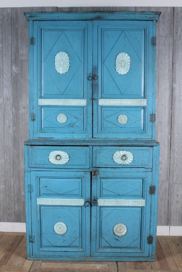 19th C Painted Step Back Cupboard (1 of 4)