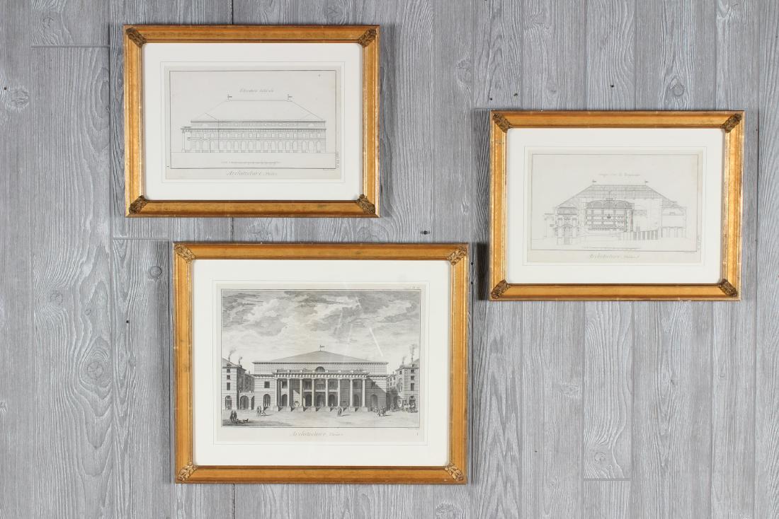 3 Architectural Prints in Gilded Frames (1 of 5)