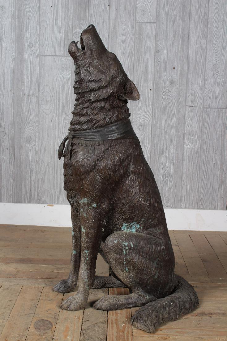 Bronze Howling Wolf Garden Statue