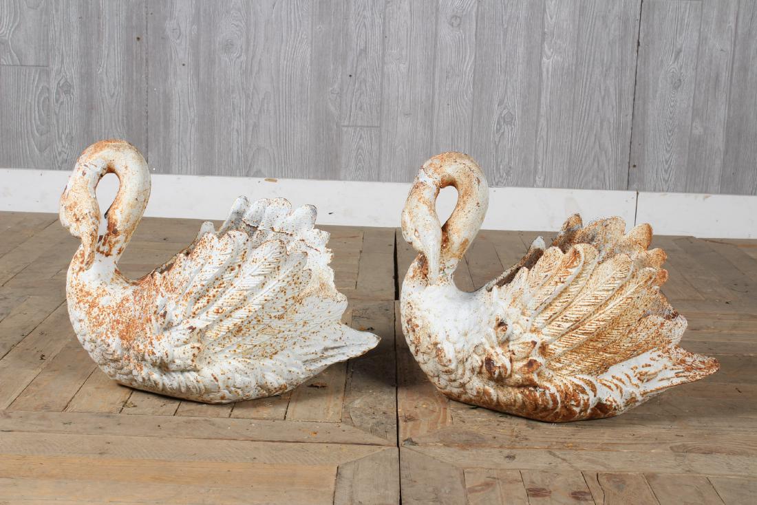 2 Cast Iron Swan Form Garden Planters (1 of 4)