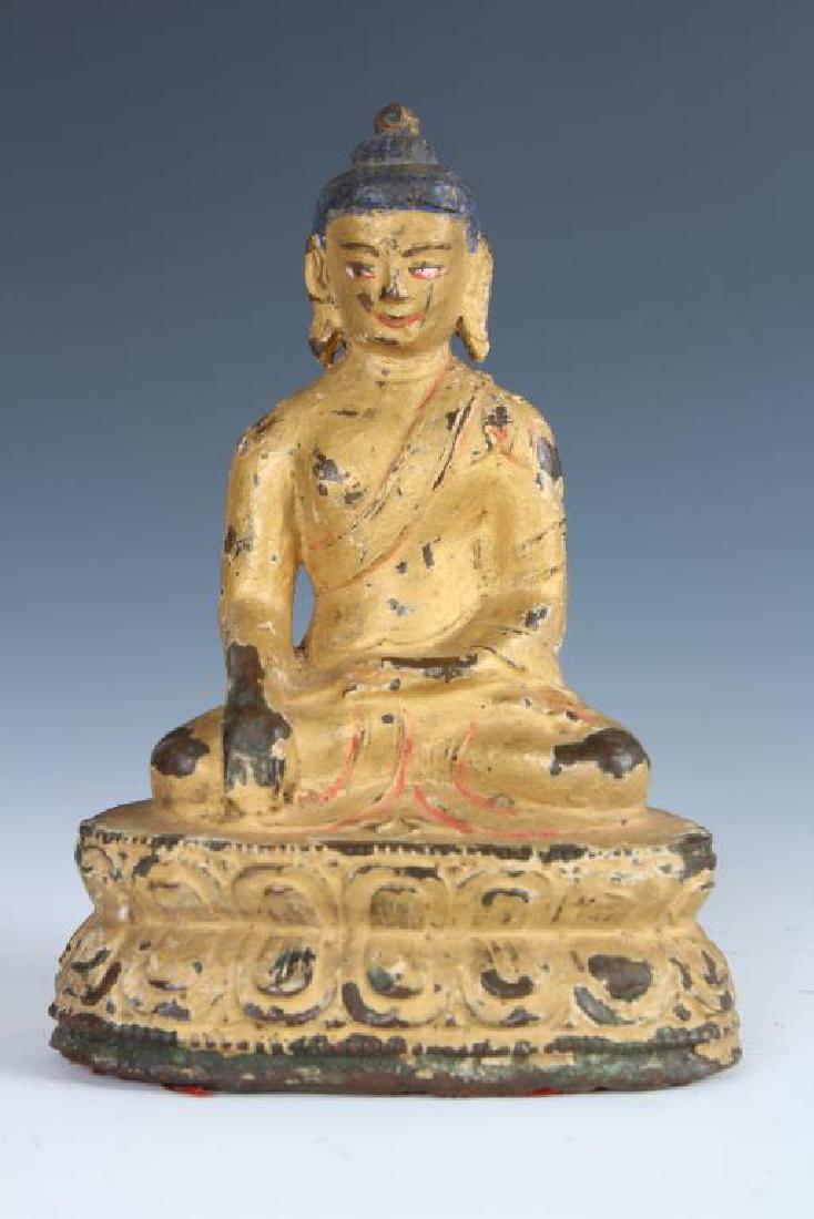 Antique Bronze Gilded Tibetan Buddha (1 of 4)