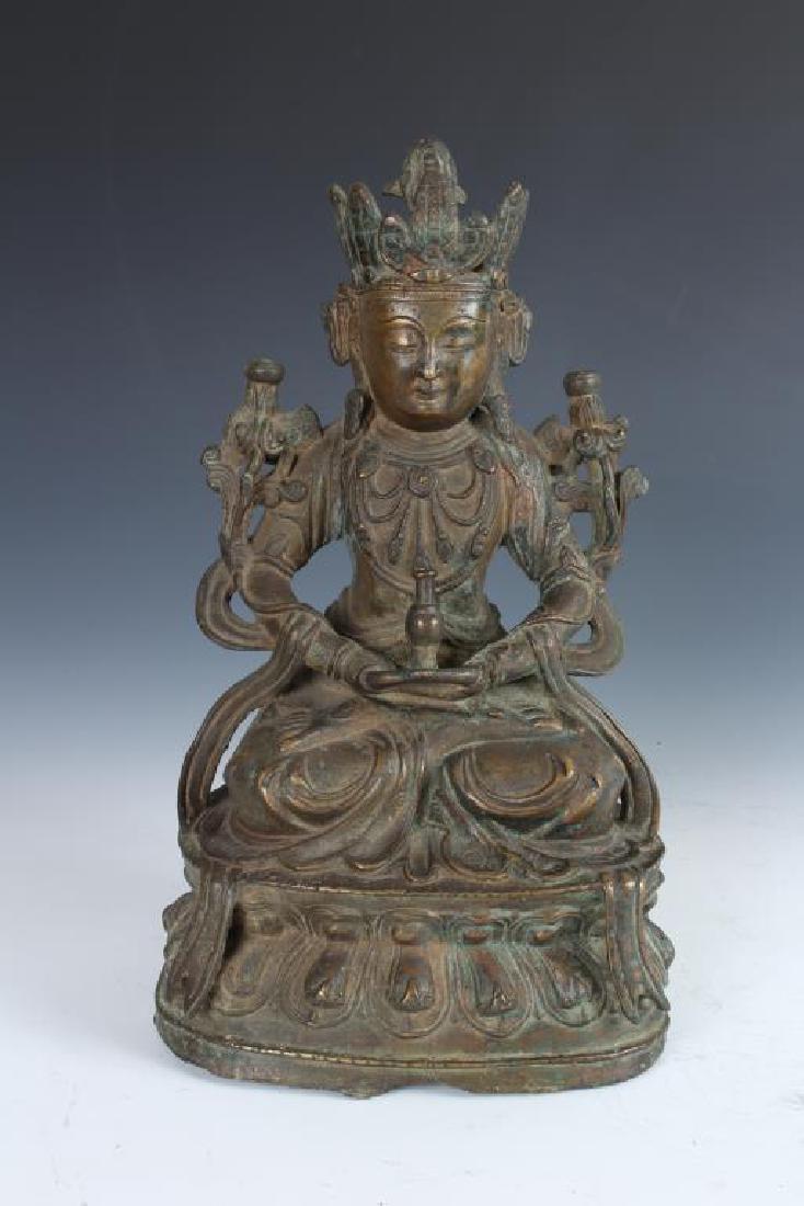 Antique Bronze Chinese Buddha (1 of 4)