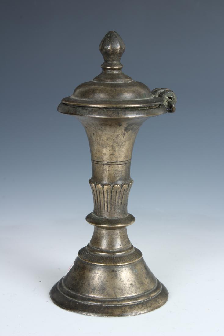 Antique Bronze Nepalese Incent Holder: Antique Bronze Nepalese Incent Holder - Size: 6" Tall (1165)
