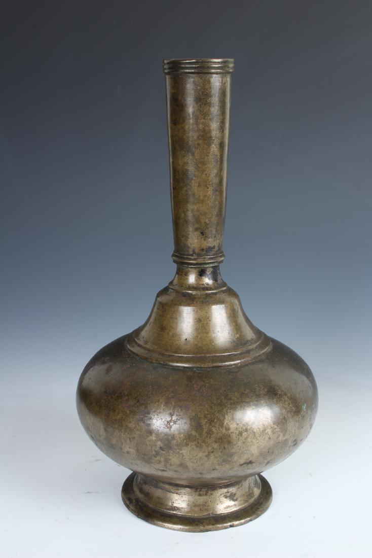 Antique Bronze Nepalese Wine Container: Antique Bronze Nepalese Wine Container - Size: 10" Tall (4848)