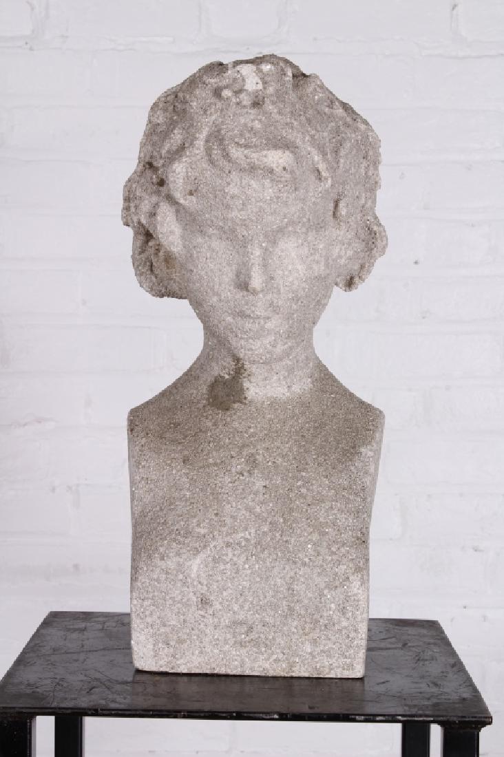 A Good Early 20th C Cast Stone Garden Bust (1 of 1)