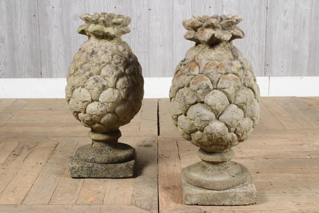 Pair cast Stone Pineapples (1 of 4)