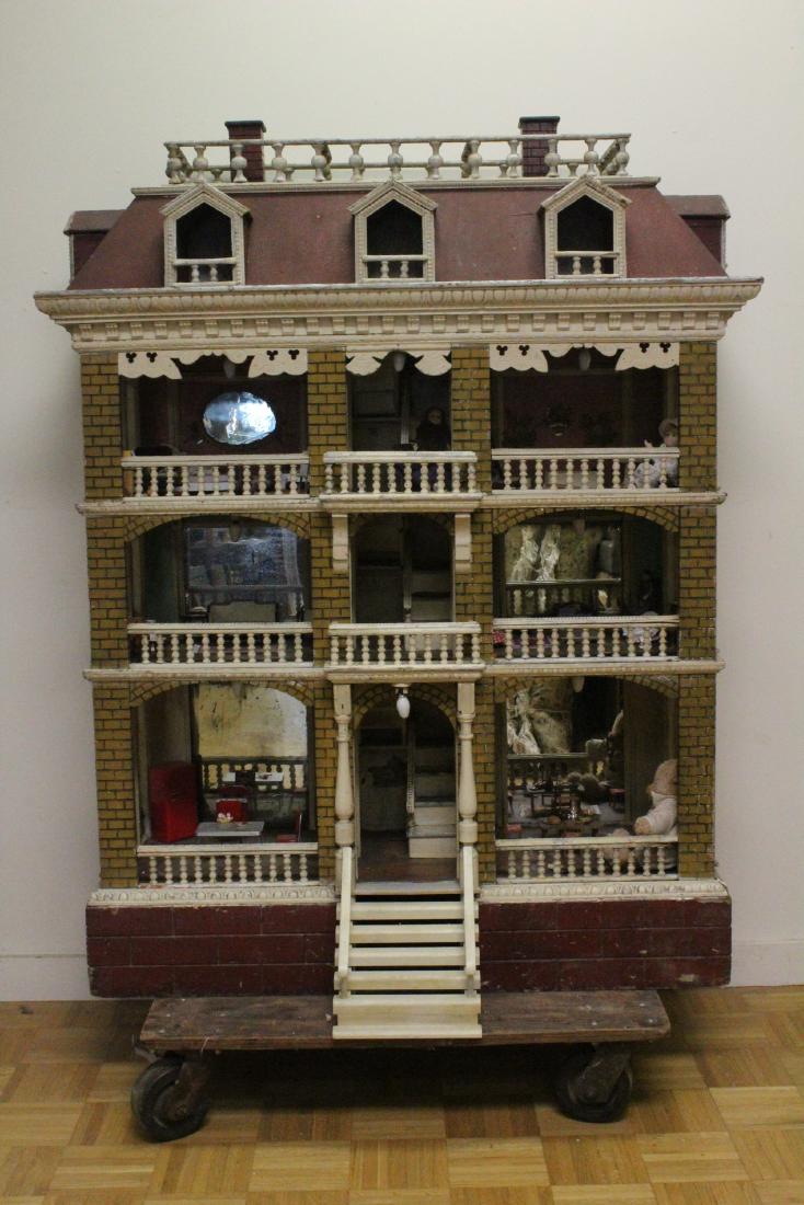 Well Detailed Antique Town House Dollhouse: Well Detailed Antique Town House Dollhouse. A stunning example of a finely appointed doll house. Size: 66" H x 46" W x 24" D
