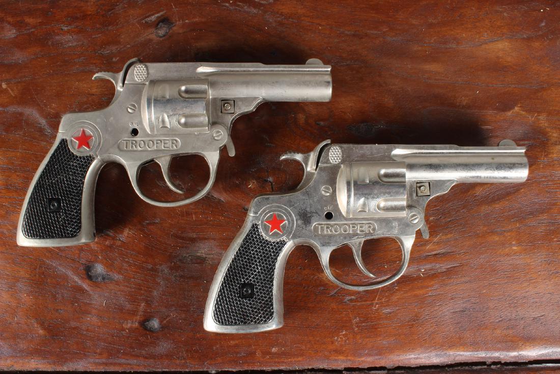 Pair Hubley Trooper Cap Guns: Pair Hubley Trooper Cap Guns. Size: 6.5" x 3.5" x 1"