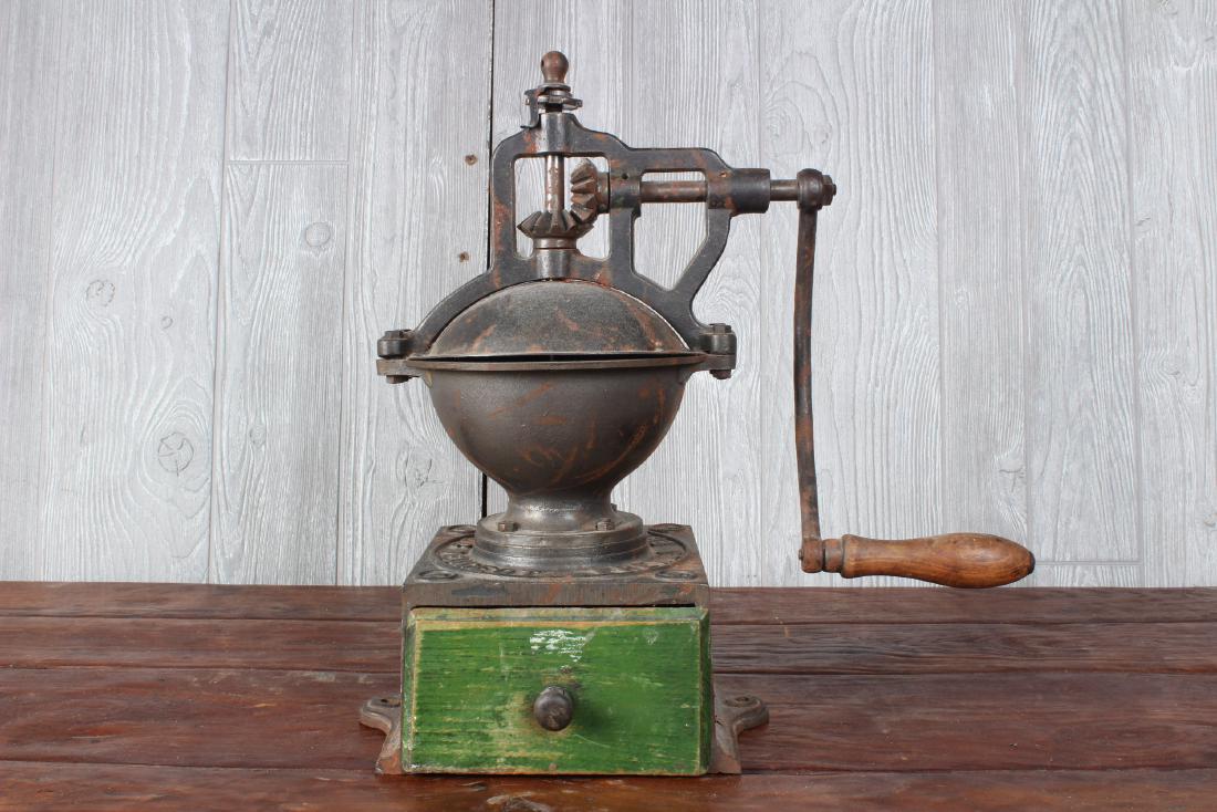 French Peugeot Freres Coffee Grinder: French Peugeot Freres Coffee Grinder. Size: 16.5" x 15" x 9"